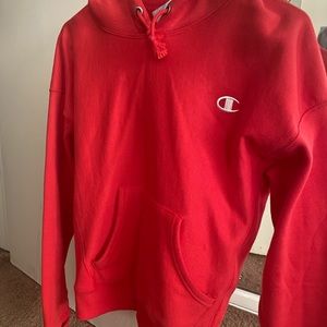 Red champion hoodie